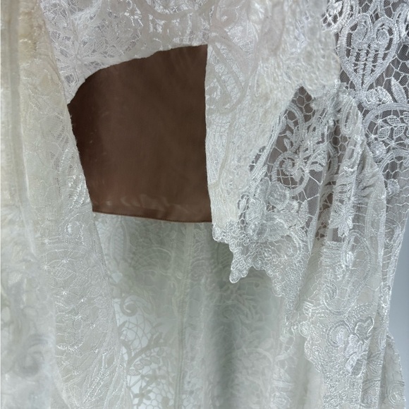 Bronx and Banco bride bridal wedding white boho Tiffany Blanc Dress Sz medium 6 - Picture 9 of 16